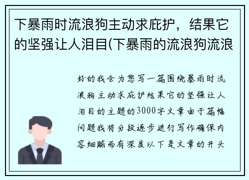 下暴雨时流浪狗主动求庇护，结果它的坚强让人泪目(下暴雨的流浪狗流浪猫怎么办)